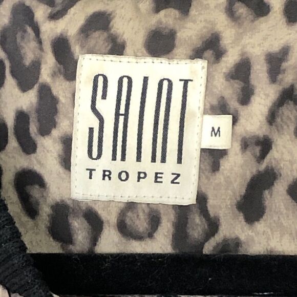 St Tropez Cheetah Leopard Bomber Jacket Quilted High Low Zip Casual - Picture 4 of 8